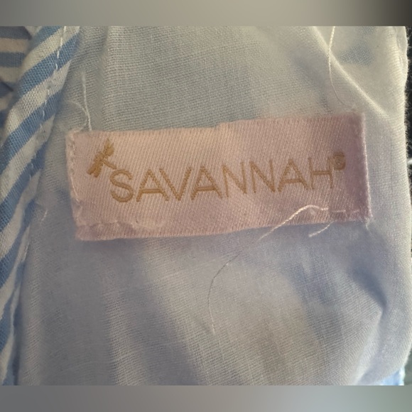 Savanna Girls Blue White Floral Stripe Bow Dress Sleeveless Size 3T (Estimated) - Picture 3 of 7